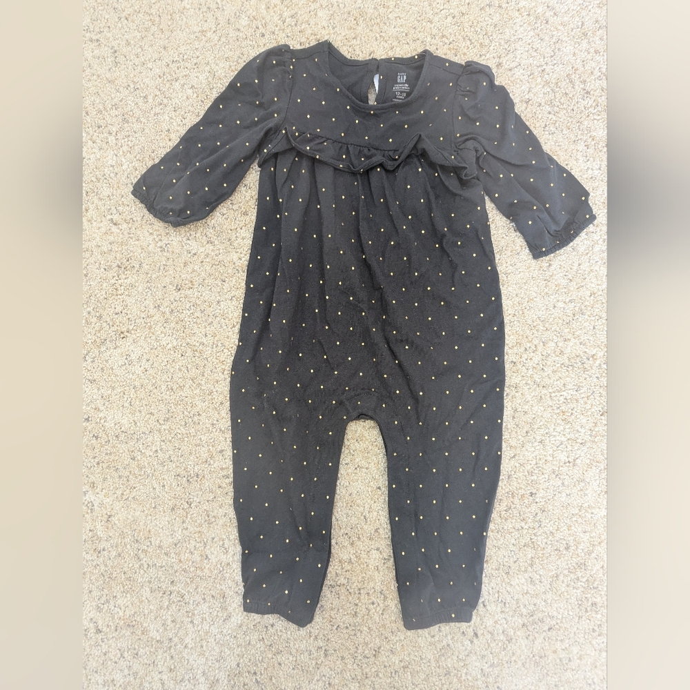 GAP Black Romper with Gold Dots